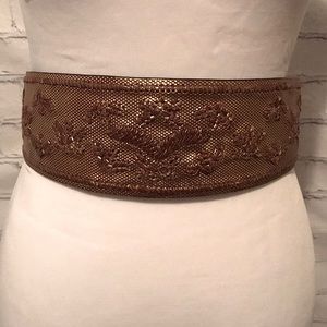 Anthropologie wide leather metallic belt